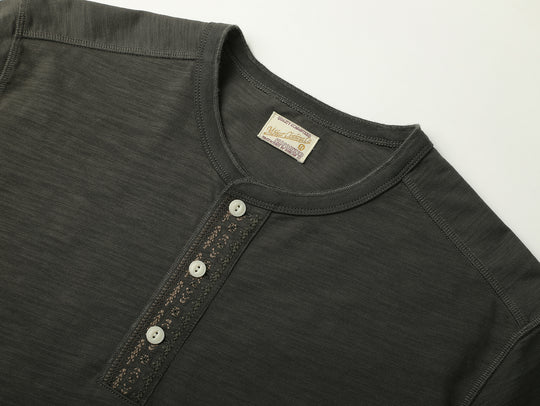 Western Series Embroidered Henley shirt-White