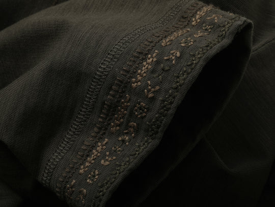 Western Series Embroidered Henley shirt-White