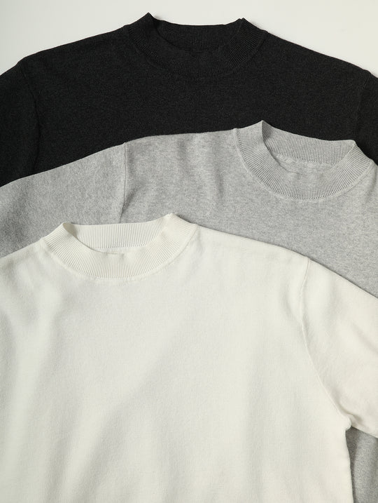 Simple style Knitted Shirt-Dark Flecked Grey