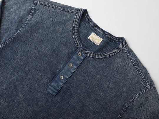 Western Series Washed Knit Denim Henley shirt