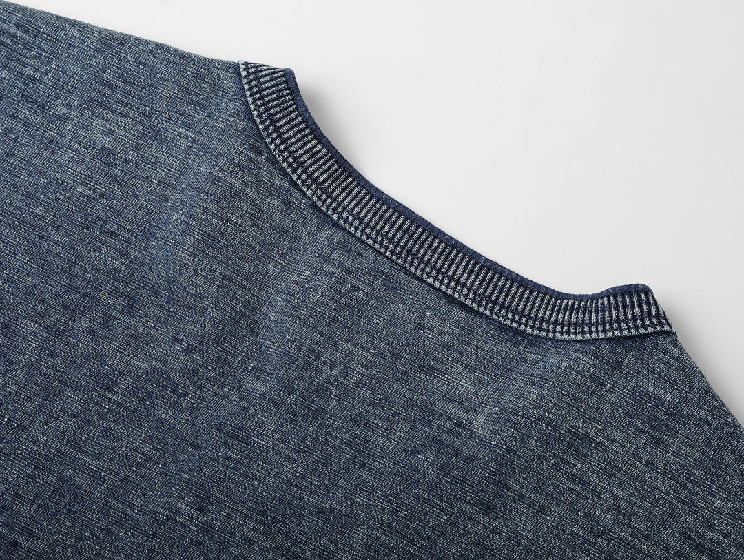 Western Series Washed Knit Denim Henley shirt