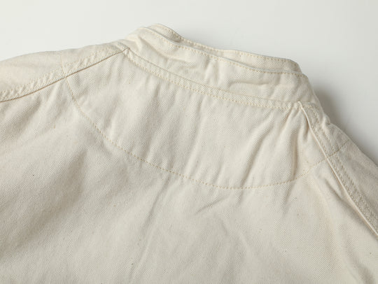 Motorcycle-Style White Denim Harrington Jacket