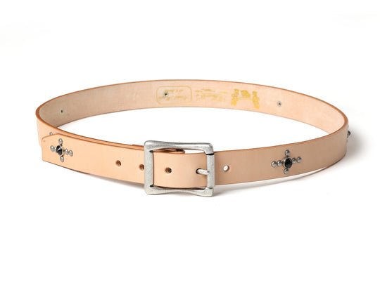 Glass Bead Rivet Belt-Natural