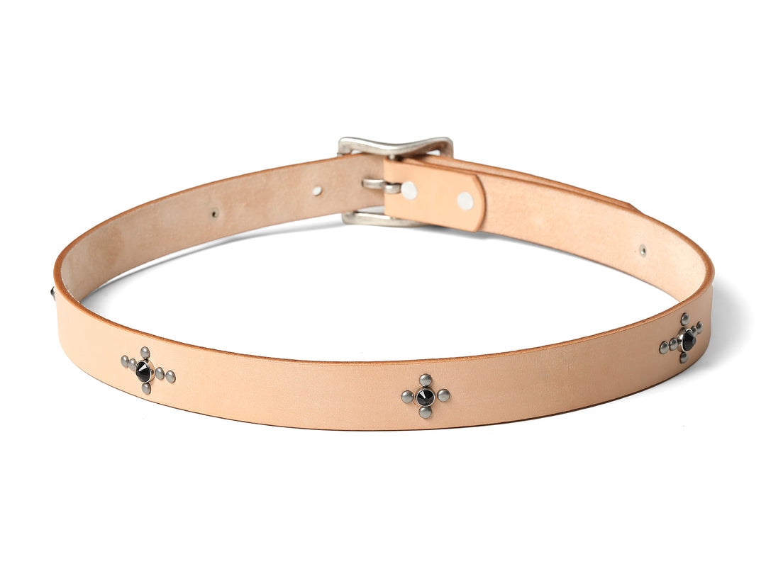 Glass Bead Rivet Belt-Natural