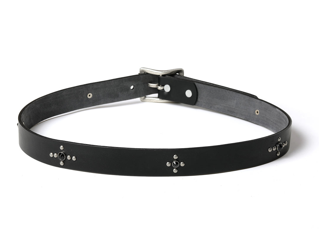 Glass Bead Rivet Belt-Black