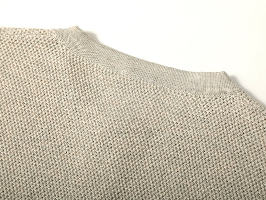 Henley Knitted Shirt-Beige gray