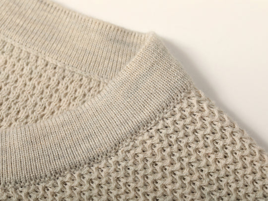 Henley Knitted Shirt-Beige gray