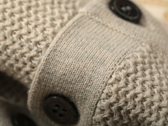 Henley Knitted Shirt-Beige gray