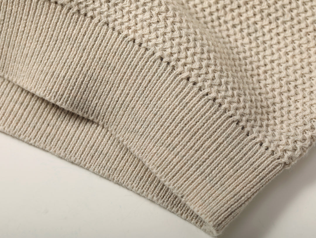 Henley Knitted Shirt-Beige gray