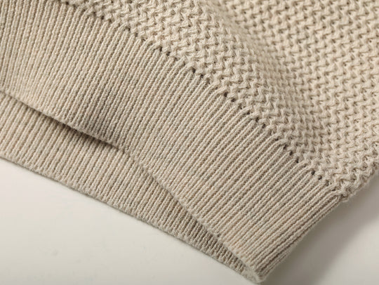 Henley Knitted Shirt-Beige gray