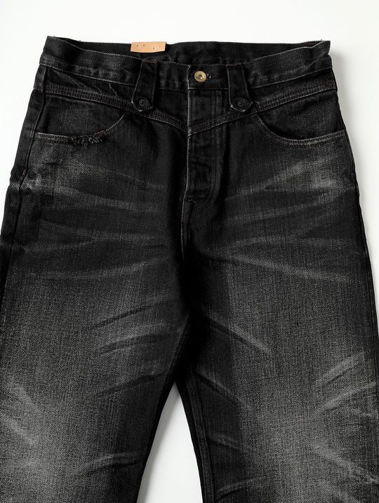 Black Swordsman Mid-Rise Wide-Leg Washed Denim jeans