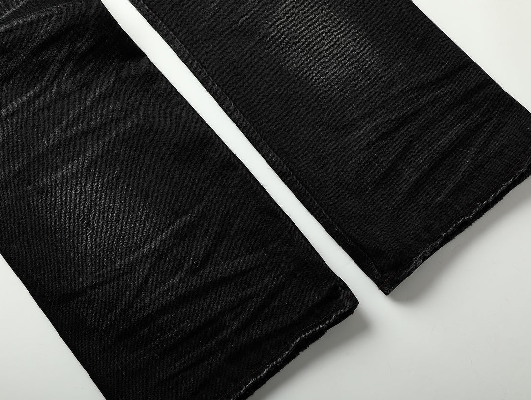 Black Swordsman Mid-Rise Wide-Leg Washed Denim jeans