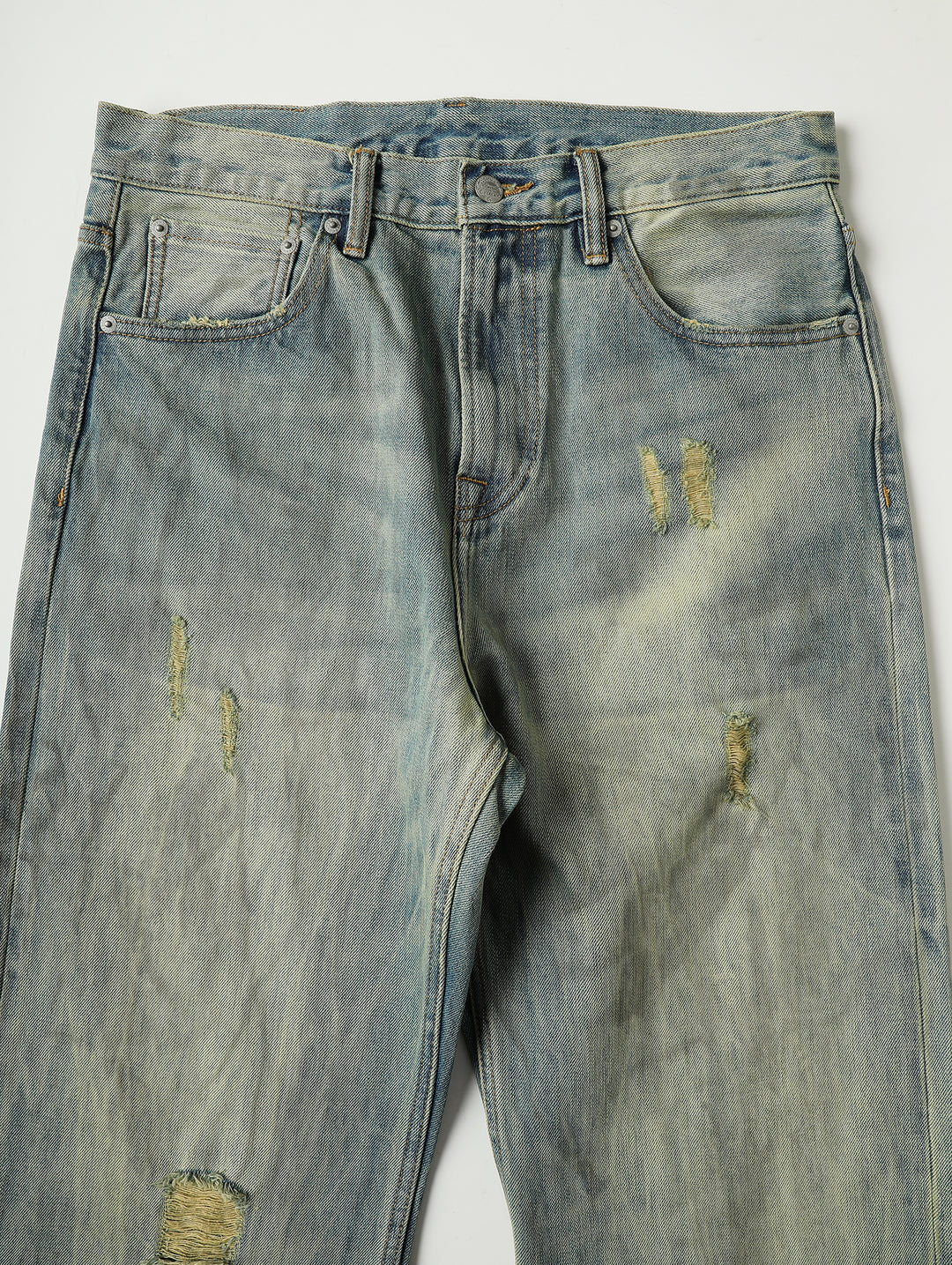 16.5OZ Nevada Faded Mid-High Rise Wide-Leg Jeans