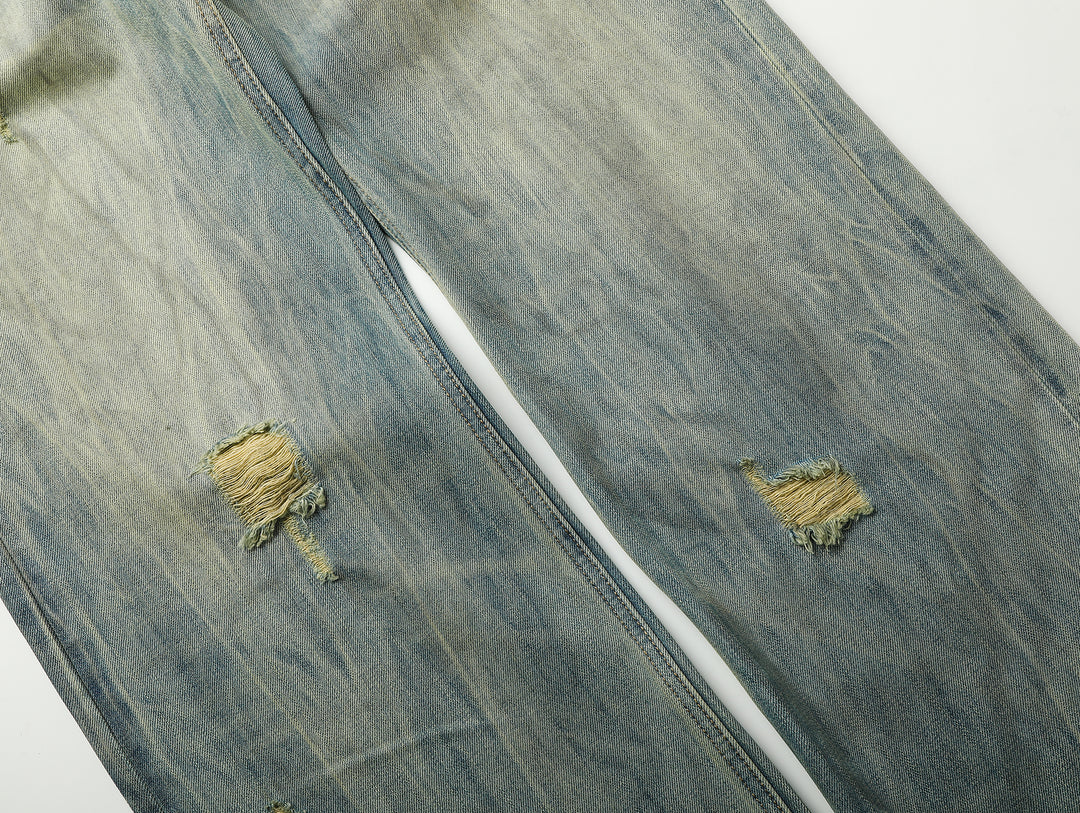16.5OZ Nevada Faded Mid-High Rise Wide-Leg Jeans