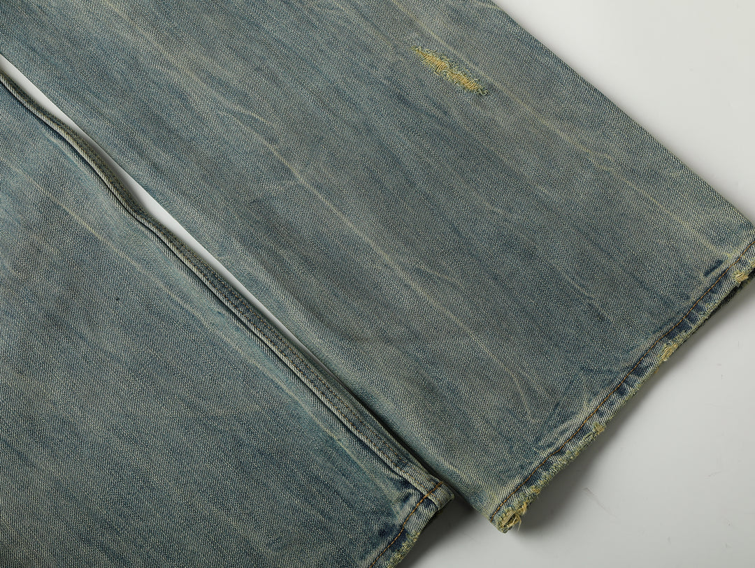 16.5OZ Nevada Faded Mid-High Rise Wide-Leg Jeans