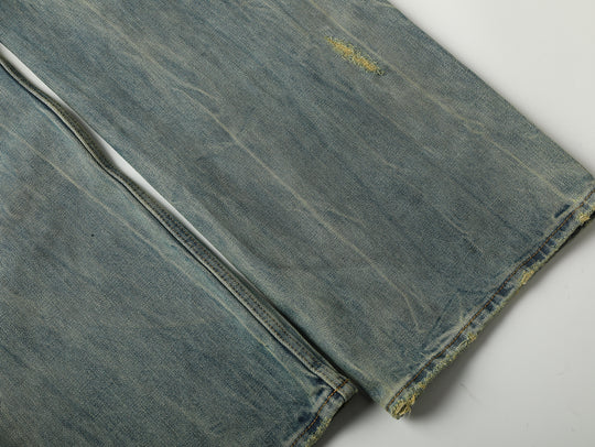16.5OZ Nevada Faded Mid-High Rise Wide-Leg Jeans