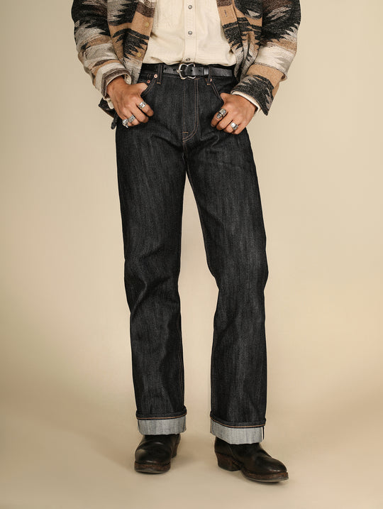 Xizang Collection Yellow Prayer Flag Core-Dyed Denim Straight-Fit jeans