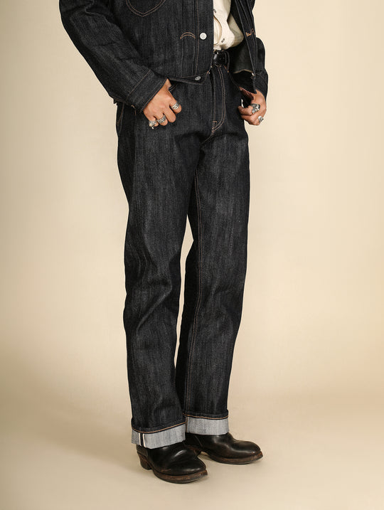 Xizang Collection Yellow Prayer Flag Core-Dyed Denim Straight-Fit jeans
