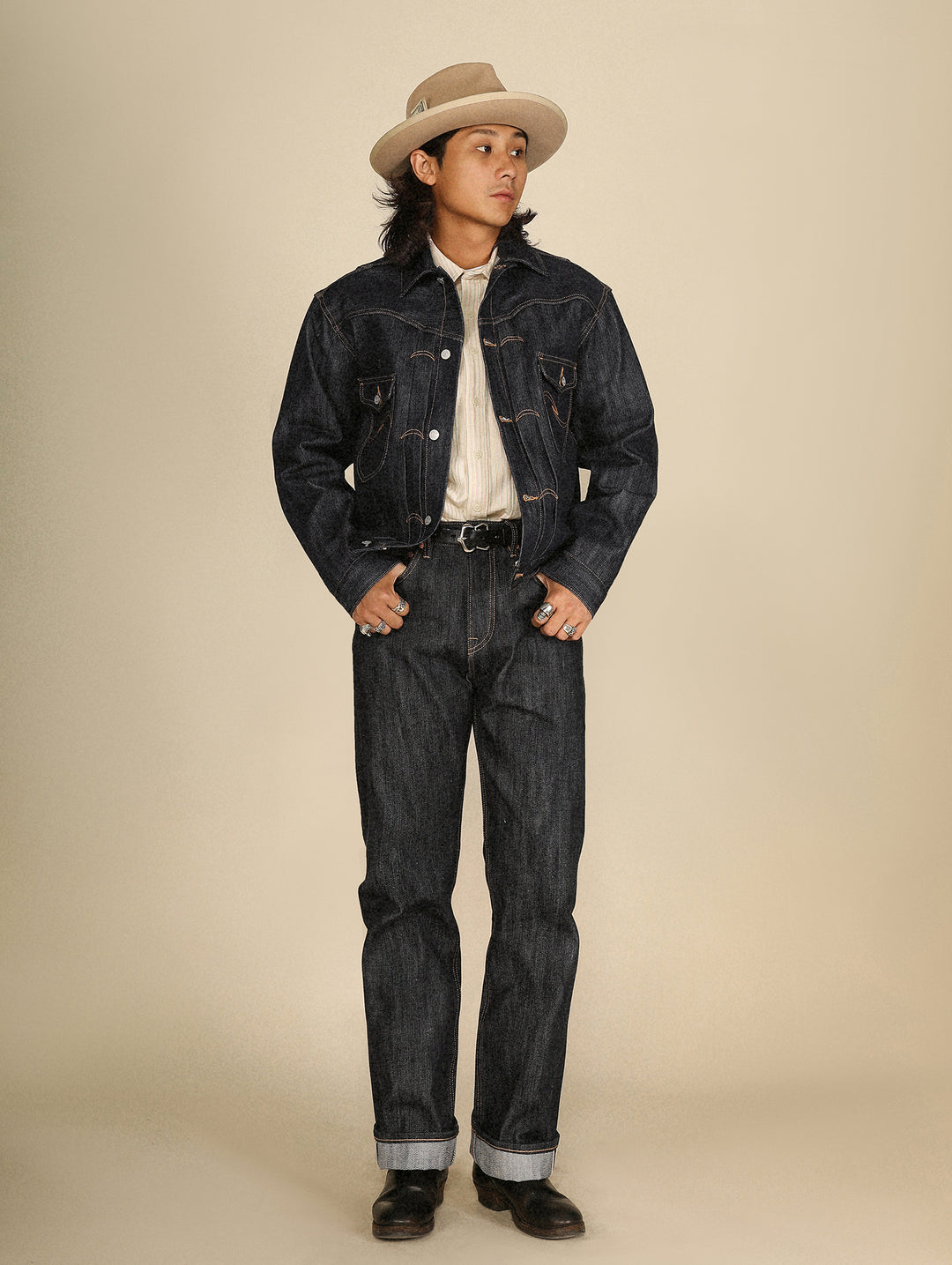 Xizang Collection Yellow Prayer Flag Core-Dyed Denim Type2 Jacket