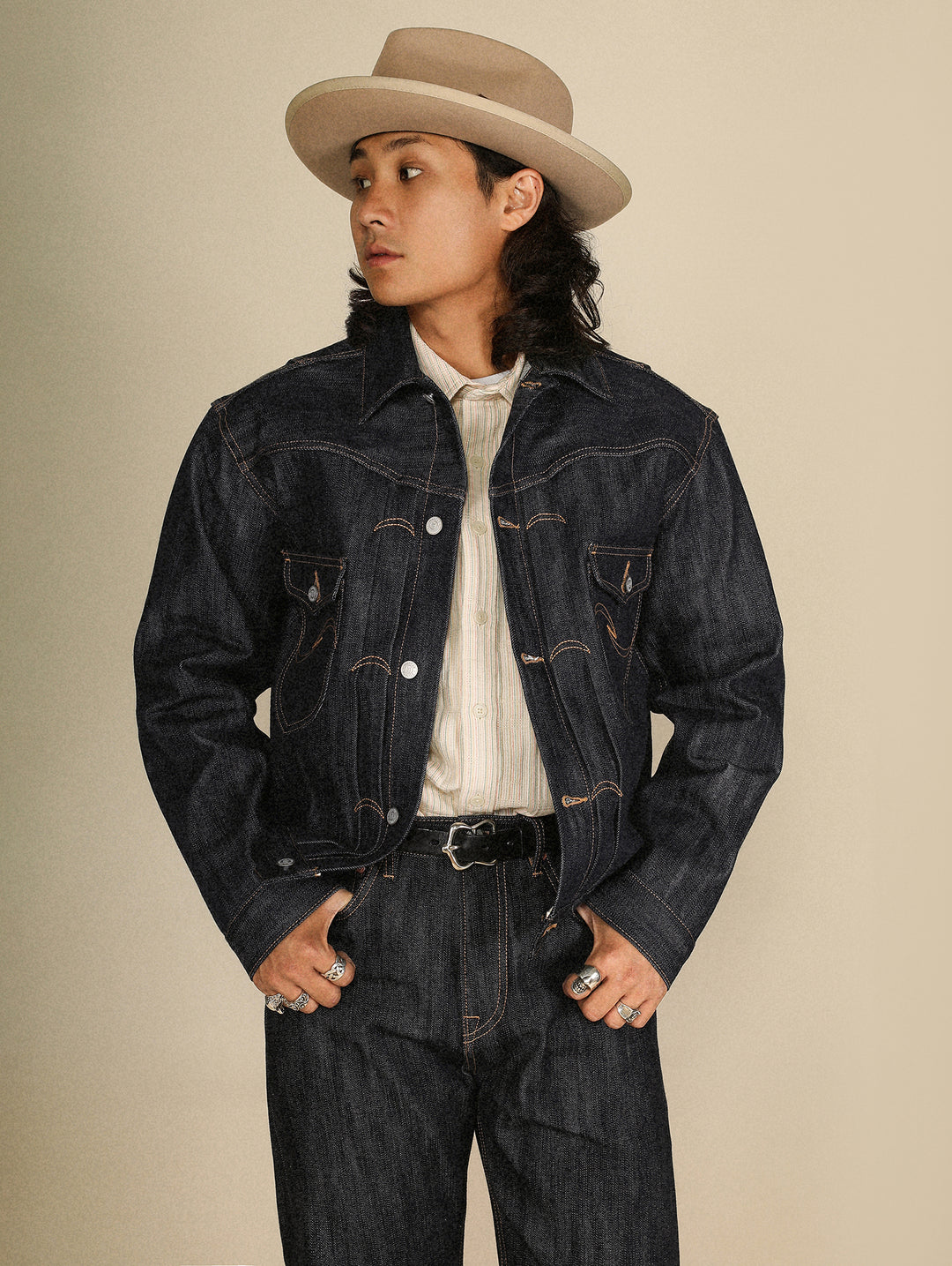 Xizang Collection Yellow Prayer Flag Core-Dyed Denim Type2 Jacket
