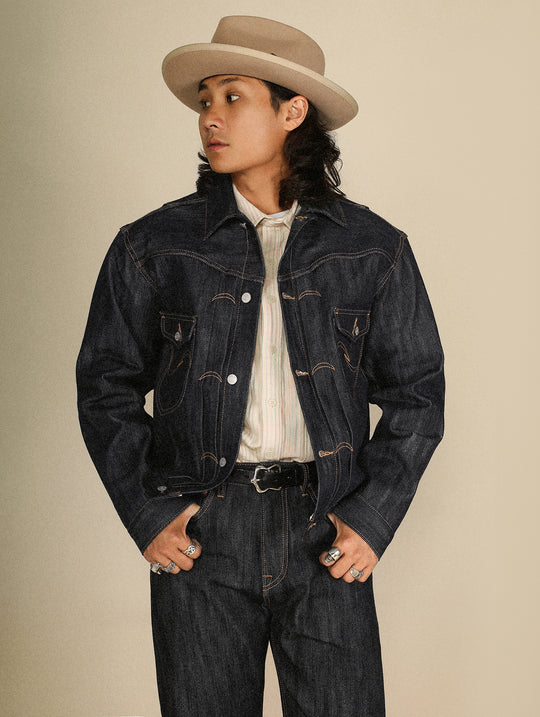 Xizang Collection Yellow Prayer Flag Core-Dyed Denim Type2 Jacket