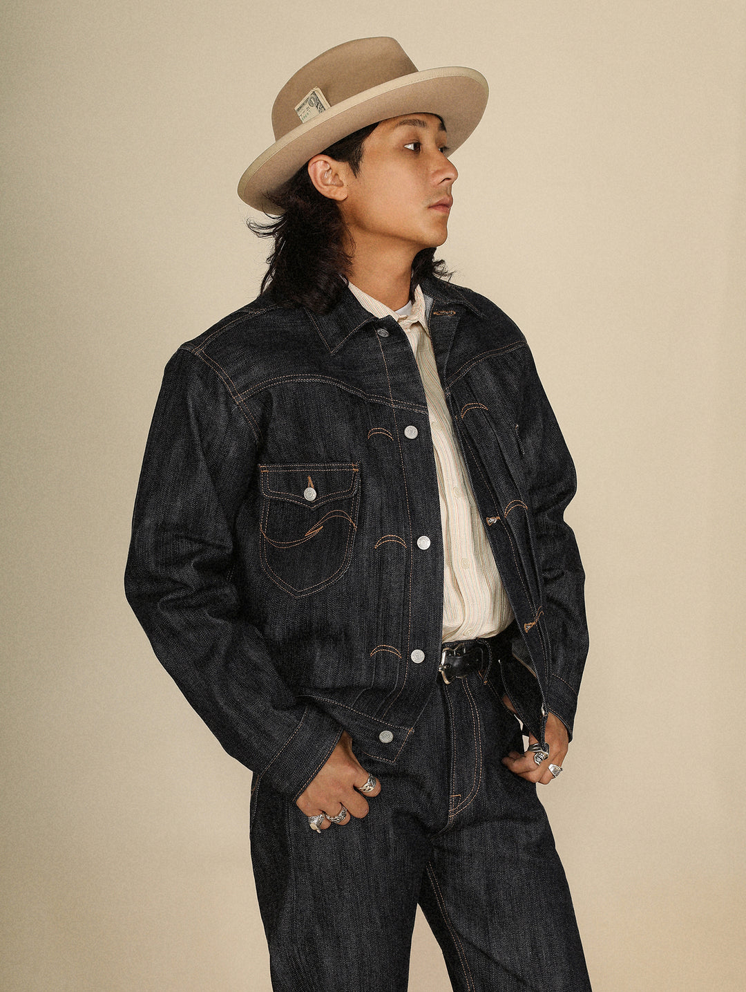Xizang Collection Yellow Prayer Flag Core-Dyed Denim Type2 Jacket