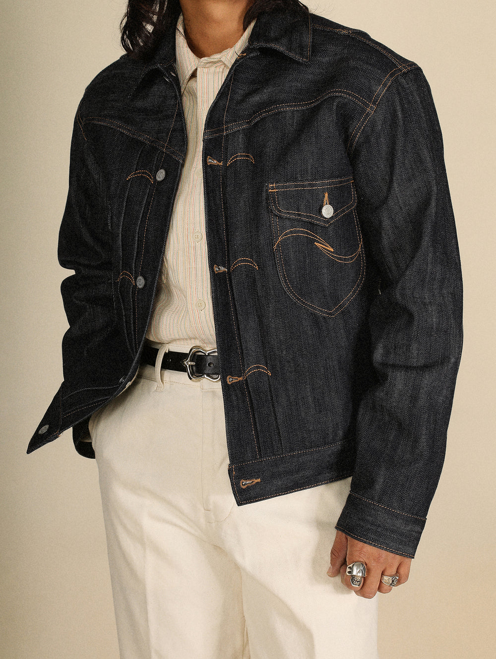 Xizang Collection Yellow Prayer Flag Core-Dyed Denim Type2 Jacket