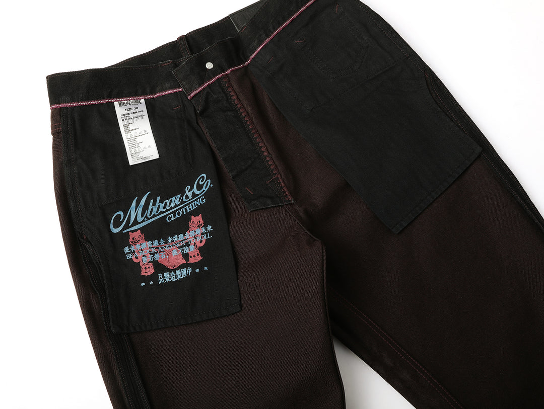 Western Series 14.3oz Black Swordsman Embroidered Flared jeans