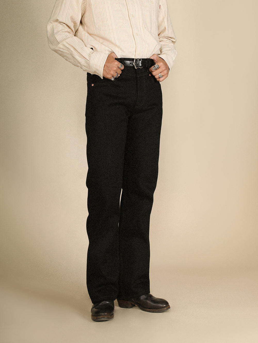 18.6OZ Black Swordsman Straight-Fit jeans