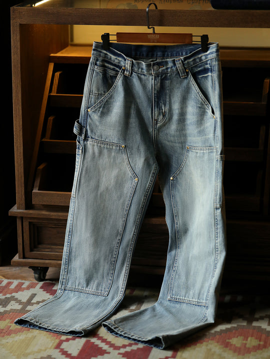 Washed Double Knee B01 Lumberjack Denim Flare Jeans