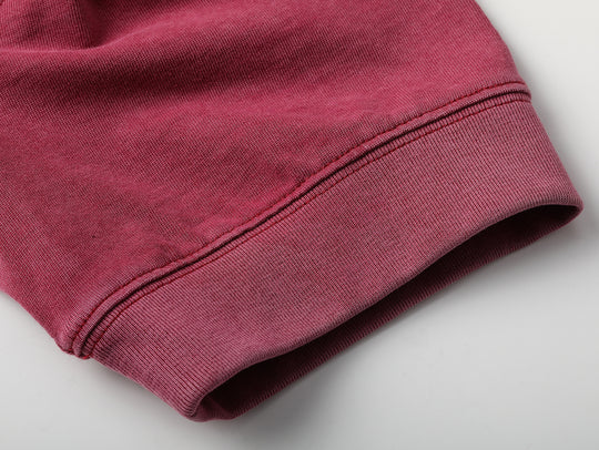 Western Series Floral Embroidered Henley T-shirt-Sun-faded Red