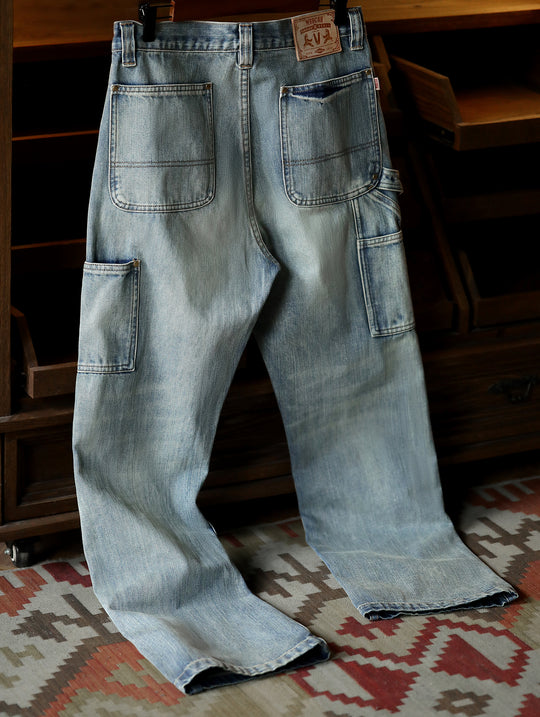 Washed Double Knee B01 Lumberjack Denim Flare Jeans