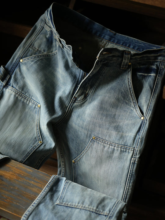 Washed Double Knee B01 Lumberjack Denim Flare Jeans