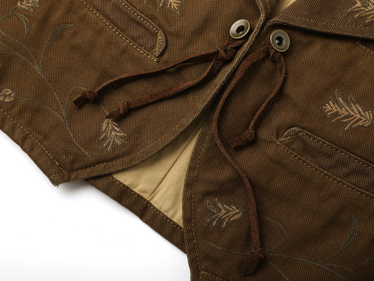 Western Series Shawl-Collar Embroidered Vest