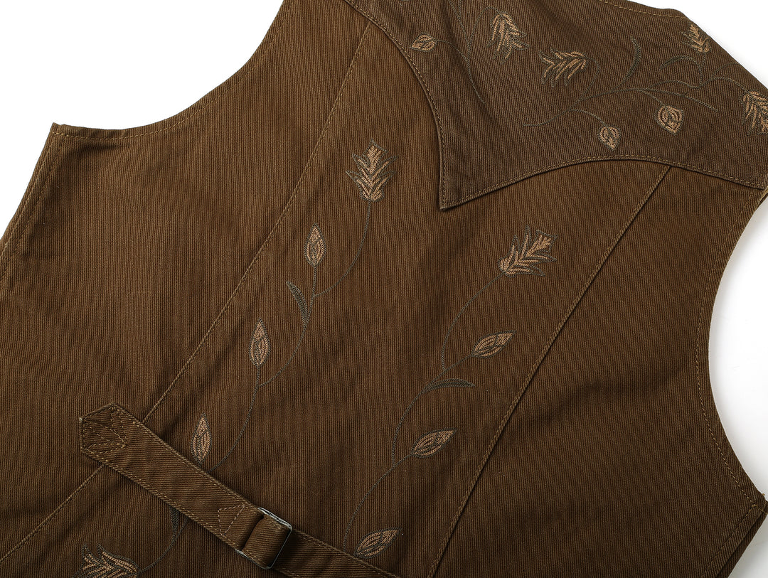 Western Series Shawl-Collar Embroidered Vest