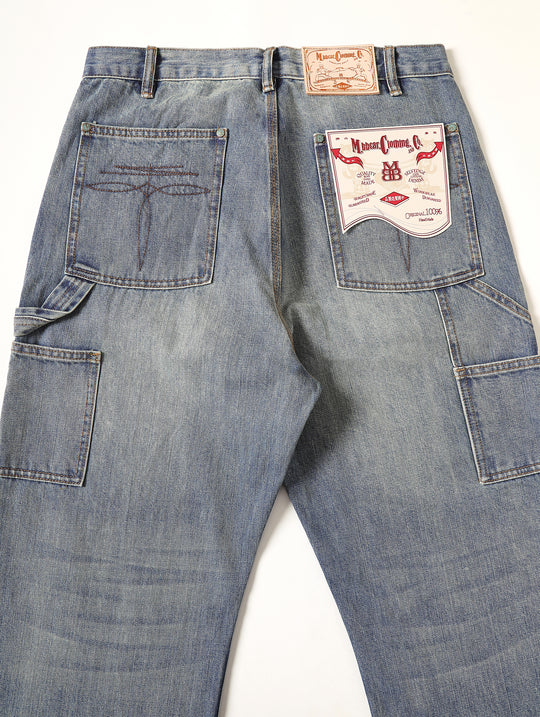 Western Logger Wide-Leg jeans-Washed Distressed