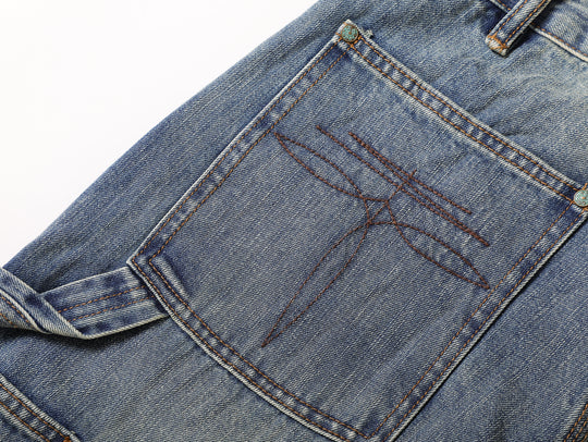 Western Logger Wide-Leg jeans-Washed Distressed