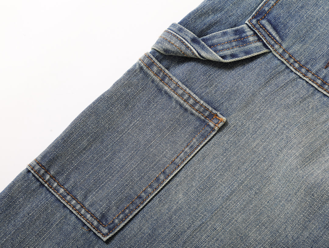 Western Logger Wide-Leg jeans-Washed Distressed