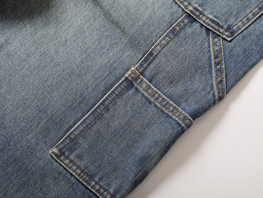 Western Logger Wide-Leg jeans-Washed Distressed
