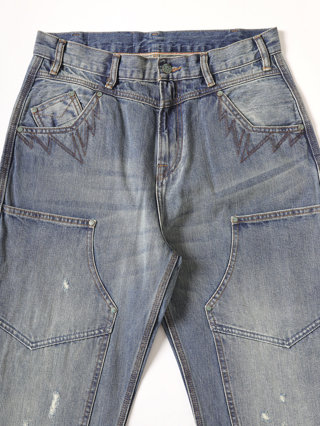 Western Logger Wide-Leg jeans-Washed Distressed