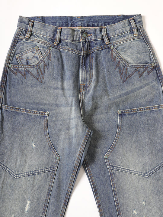 Western Logger Wide-Leg jeans-Washed Distressed