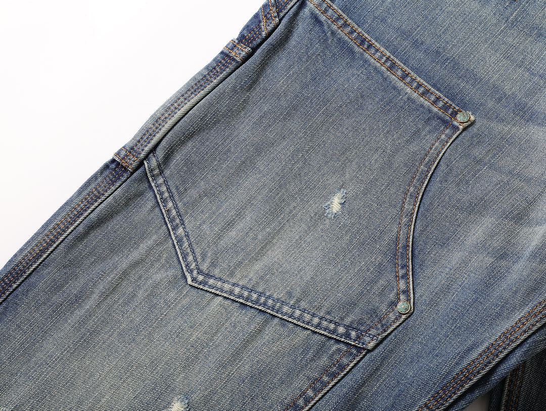 Western Logger Wide-Leg jeans-Washed Distressed