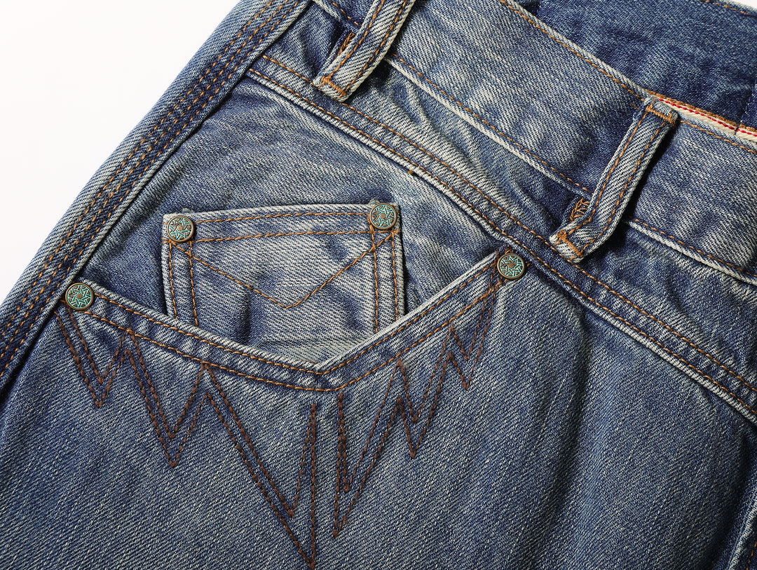 Western Logger Wide-Leg jeans-Washed Distressed