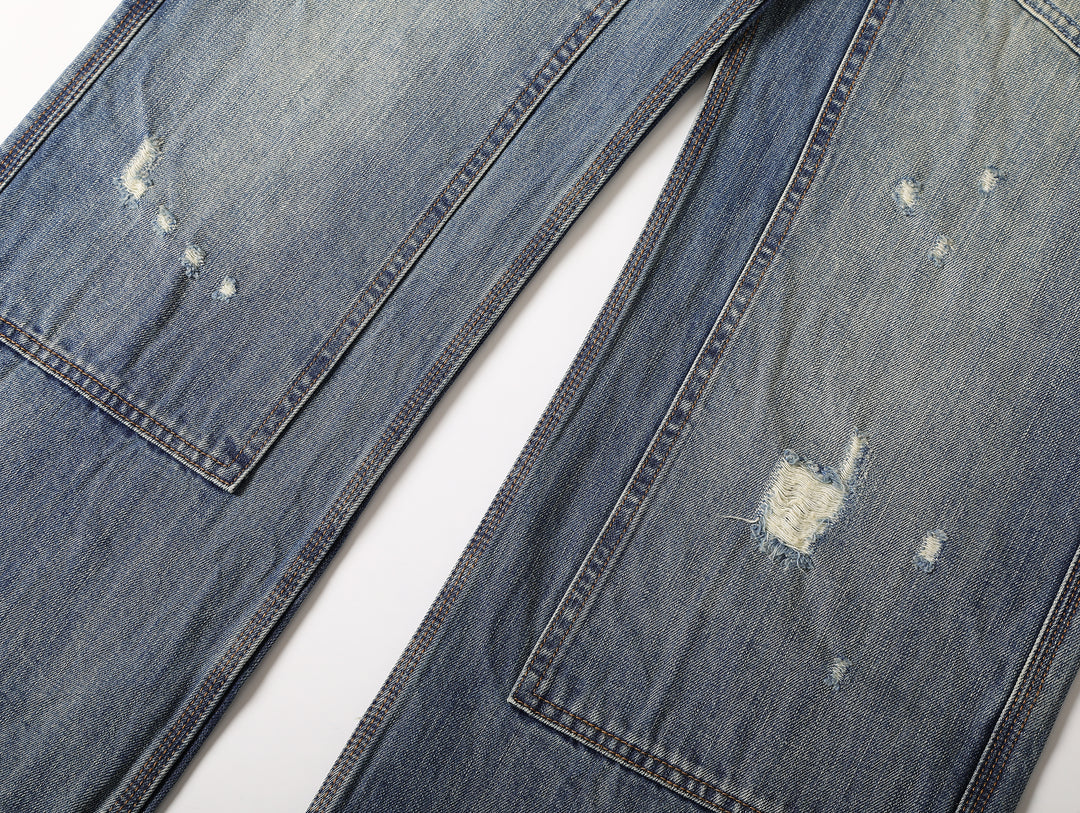 Western Logger Wide-Leg jeans-Washed Distressed