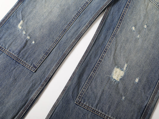 Western Logger Wide-Leg jeans-Washed Distressed