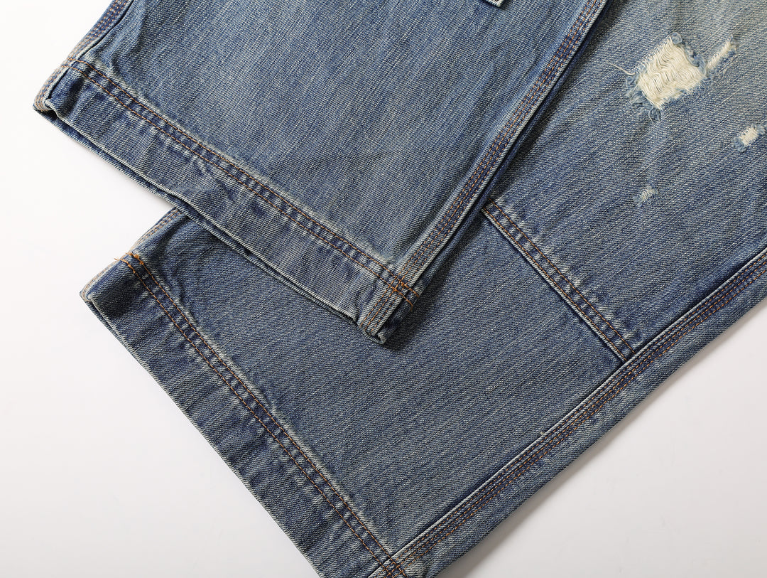 Western Logger Wide-Leg jeans-Washed Distressed