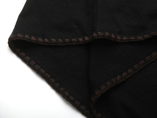 Western Series Women's Embroidered Bib-front Henley shirt-Black