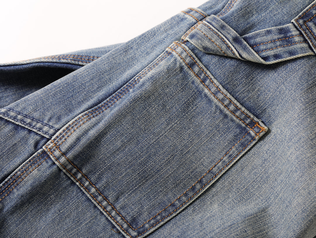 Western Logger Wide-Leg jeans-Washed Distressed