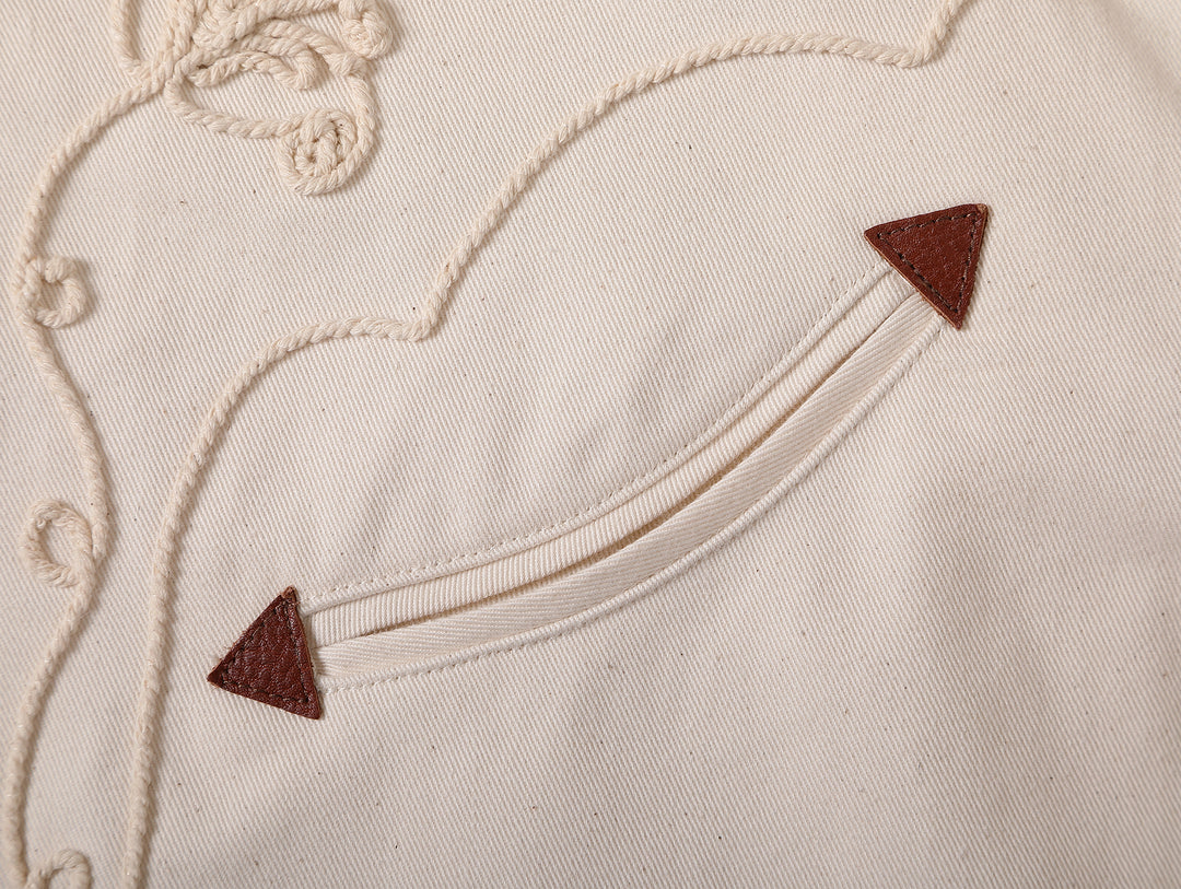 Mvc&Co. White Denim Couching Embroidery Shirt