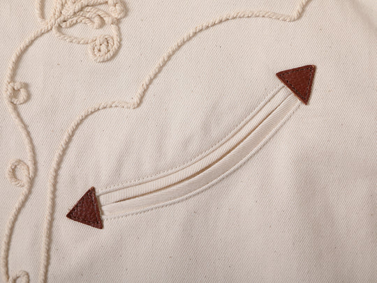 Mvc&Co. White Denim Couching Embroidery Shirt